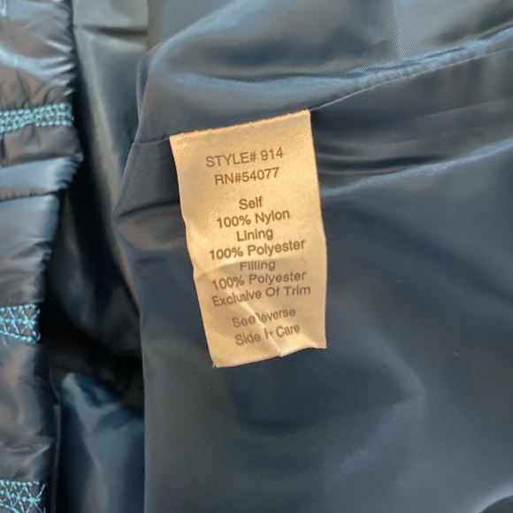 Cabi Poseidon Puffer 914 Teal Blue Mock Neck Zip Up Jacket Size Small - Picture 13 of 14